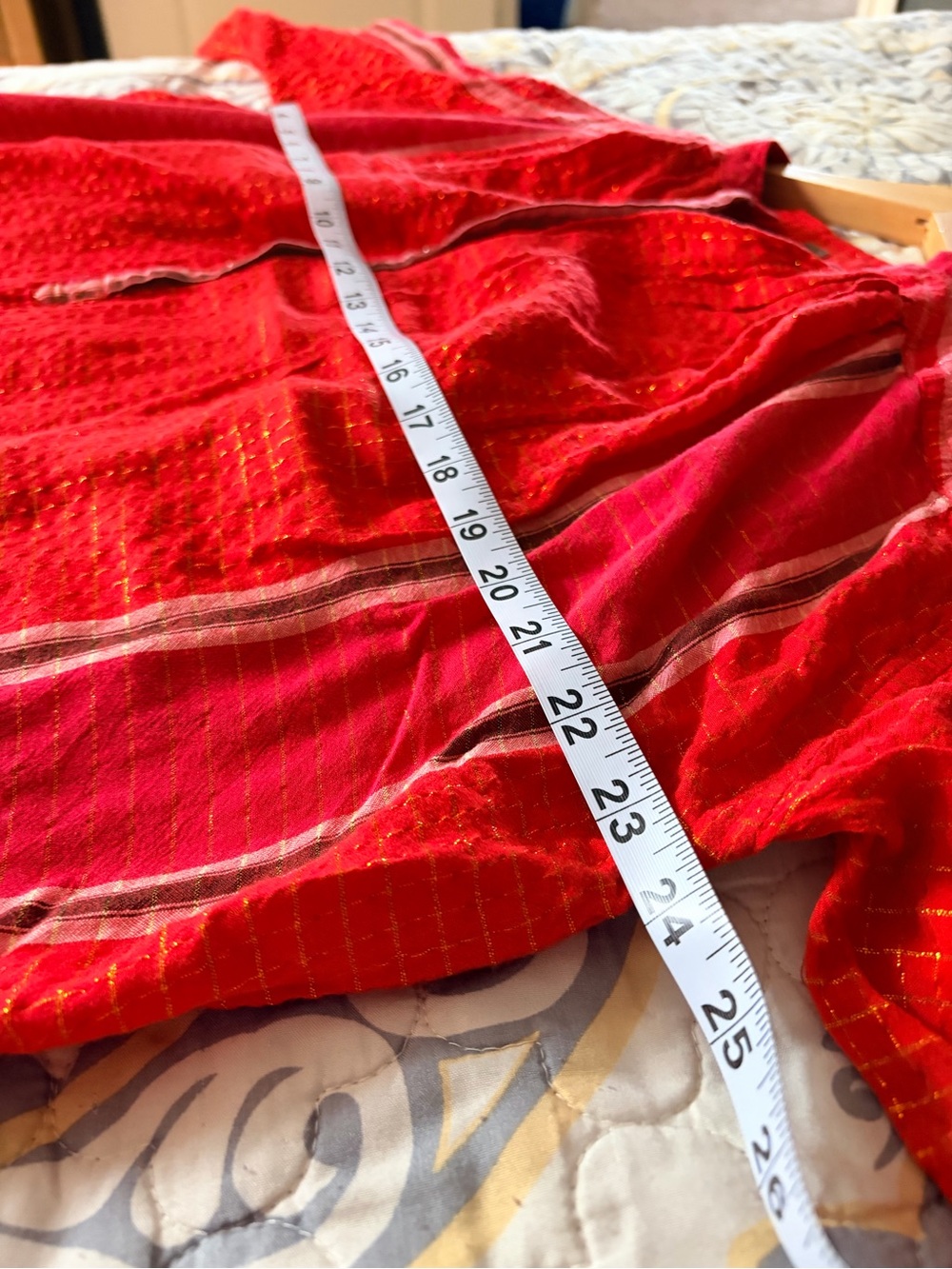 Free People Orange and Gold Long Sleeve Yarn Dye Lurex Tunic Top, Small - Picture 9 of 12